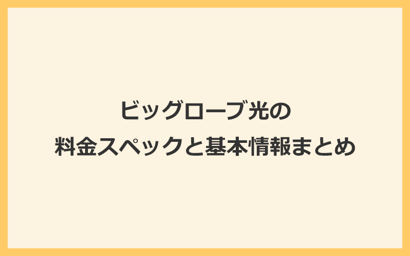 ビッグローブ光の料金スペックと基本情報まとめ