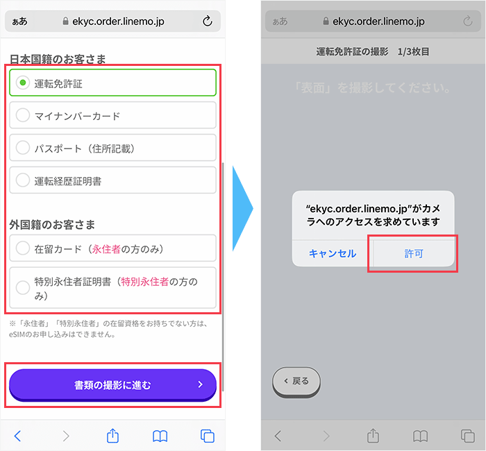 LINEMOの申し込み手順