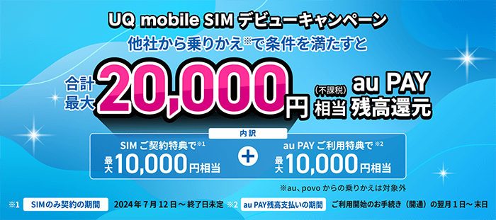 UQ mobile 契約数1,000万回線突破キャンペーン