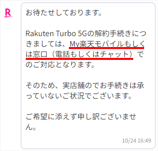 Rakuten Turboのチャットサポート